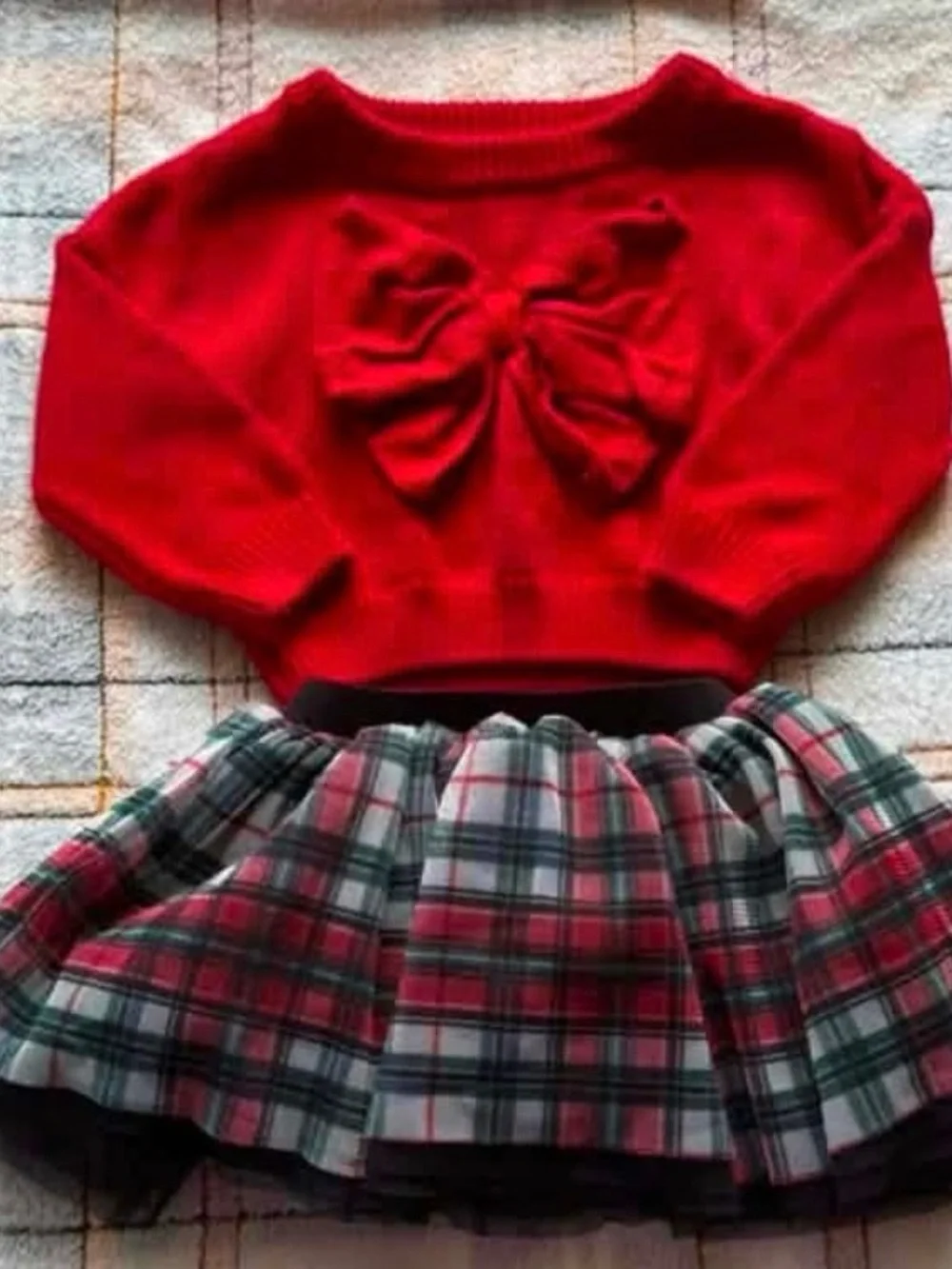 Little Sleepies Red Bow Sweater & Skirt